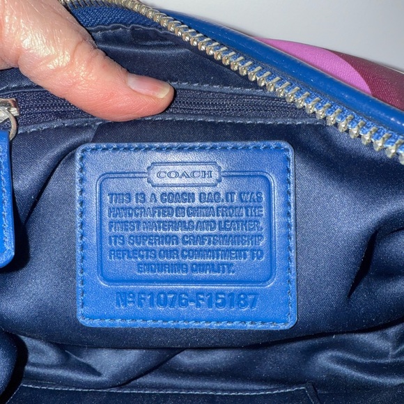 Coach Peyton Signature Multicolored Sateen Scarf Print Bag - Picture 8 of 16